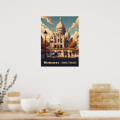 Montmartre Paris with scare Coeur basilica Poster (Keuken)