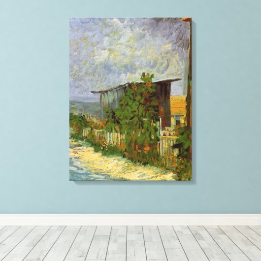 Montmartre Path en zonnebloemen door Vincent van G Canvas Afdruk (Insitu (Houten vloer))