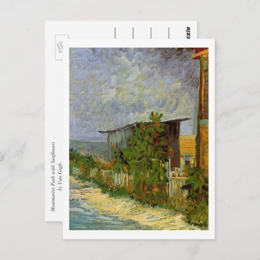 Montmartre Path met zonnebloemen van Van Gogh. Briefkaart (Voorkant / Achterkant)