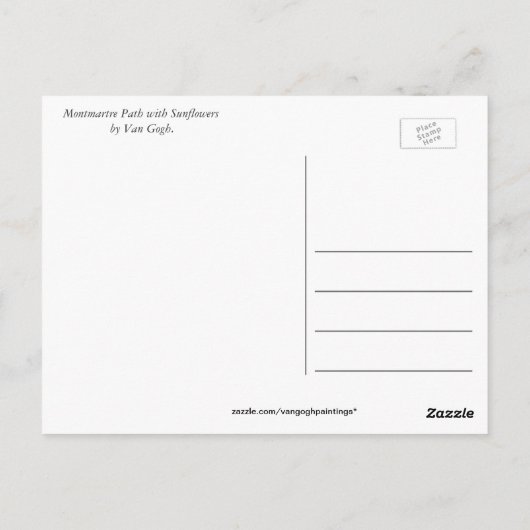 Montmartre Path met zonnebloemen van Van Gogh. Briefkaart (Achterkant)