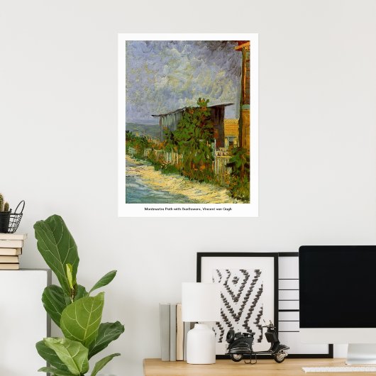 Montmartre Path met zonnebloemen van Van Gogh. Poster