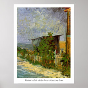 Montmartre Path met zonnebloemen van Van Gogh. Poster