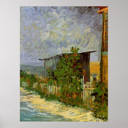 Montmartre Path met zonnebloemen van Van Gogh. Poster (Voorkant)