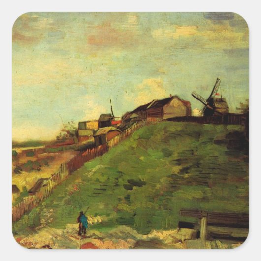 Montmartre: Quarry, de Mills van Vincent van Gogh Vierkante Sticker (Voorkant)