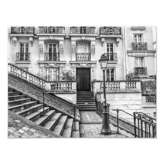 Montmartre Stairs Black and White - Foto Afdruk (Voorkant)