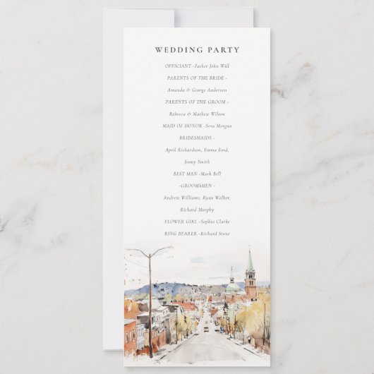 Montpelier City Scape Vermont huwelijksprogramma Kaart (Achterkant)