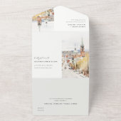 Montpelier City Scape Vermont Waterverf bruiloft All In One Uitnodiging (Buitenkant)