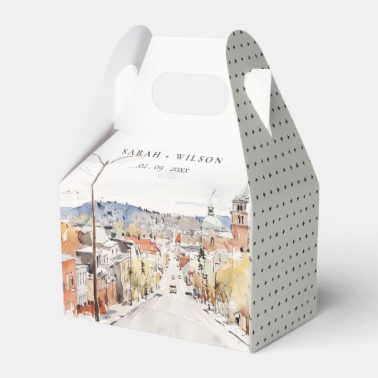 Montpelier City Scape Vermont Waterverf bruiloft Bedankdoosjes (Achterkant)