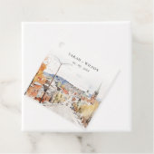 Montpelier City Scape Vermont Waterverf bruiloft Bedankjes Labels (In situ)