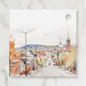 Montpelier City Scape Vermont Waterverf bruiloft Bedankjes Labels (Achterkant)