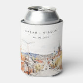 Montpelier City Scape Vermont Waterverf bruiloft Blikjeskoeler (Blikje Voorkant)