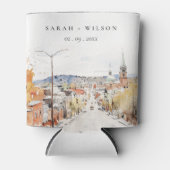 Montpelier City Scape Vermont Waterverf bruiloft Blikjeskoeler (Voorkant)