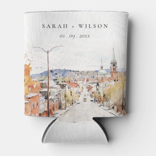 Montpelier City Scape Vermont Waterverf bruiloft Blikjeskoeler (Voorkant)