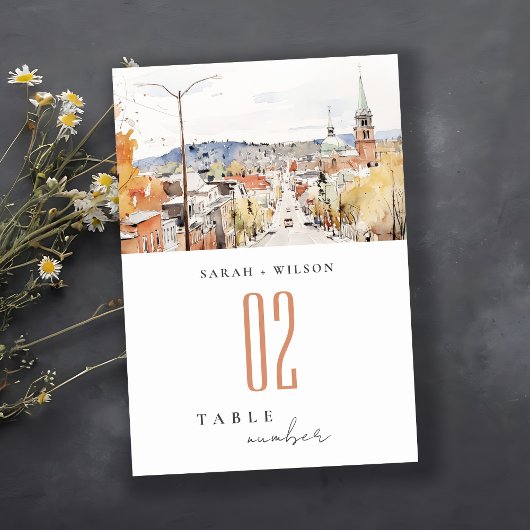 Montpelier City Scape Vermont Waterverf bruiloft Kaart