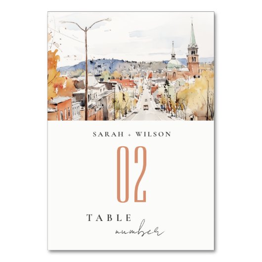 Montpelier City Scape Vermont Waterverf bruiloft Kaart (Voorkant)