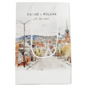 Montpelier City Scape Vermont Waterverf bruiloft Medium Cadeauzakje (Achterkant)