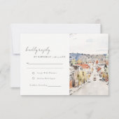Montpelier City Scape Vermont Waterverf bruiloft RSVP Kaartje (Voorkant)