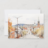 Montpelier City Scape Vermont Waterverf bruiloft RSVP Kaartje (Achterkant)