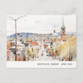 Montpelier City Scape Vermont Waterverf Reizen Briefkaart (Voorkant)