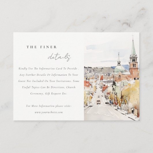 Montpelier City Scape Vermont Wedding Details Informatiekaartje (Voorkant)