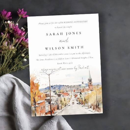 Montpelier City Scape Vermont Wedding Jubileum Kaart