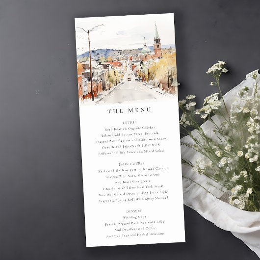 Montpelier City Scape Vermont Wedding Menu Kaart