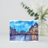 Montpellier France Place de la Comédie Uitzicht Briefkaart (Staand voorkant)