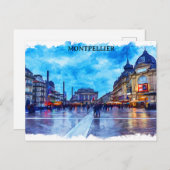 Montpellier France Place de la Comédie Uitzicht Briefkaart (Voorkant / Achterkant)