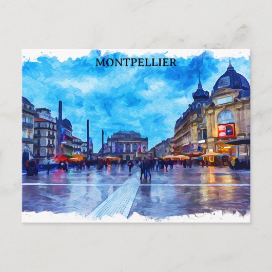 Montpellier France Place de la Comédie Uitzicht Briefkaart (Voorkant)