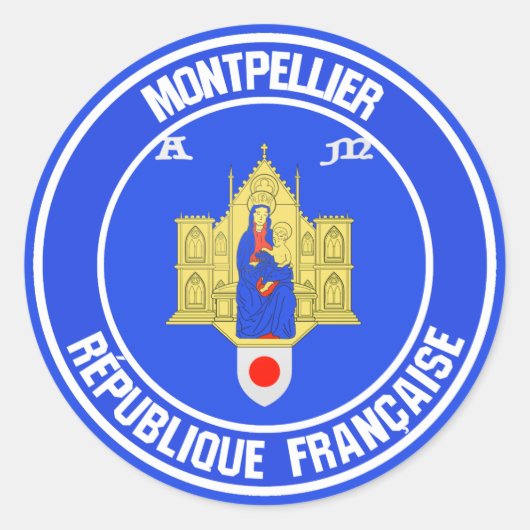 Montpellier Round Emblem Ronde Sticker (Voorkant)