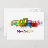 Montpellier skyline in waterverf briefkaart (Voorkant / Achterkant)
