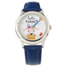 Montre Enfant Hello Summer Blauwe roestvrij staal