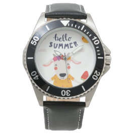 Montre Hello summer roestvrij leder Horloge