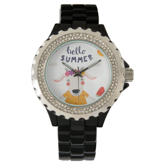 Montre Hello summer Straatsburg's zwarte legering Horloge (Voorkant)