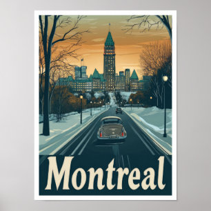 Montreal Canada Art Vintage Travel Illustratie Poster