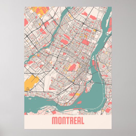Montreal - Canada Chalk City Map Poster (Voorkant)