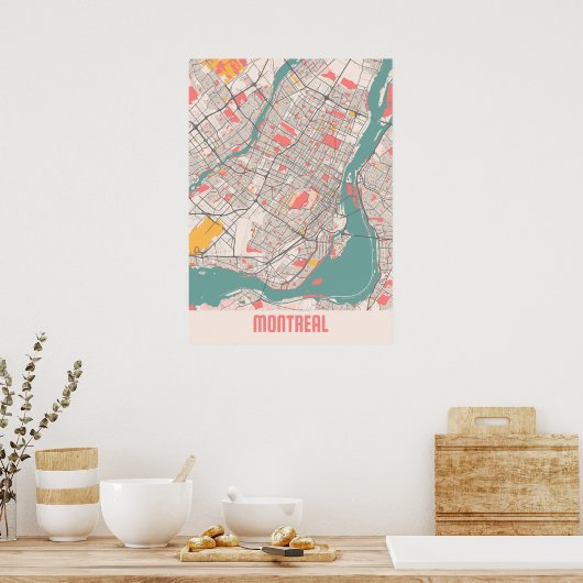 Montreal - Canada Chalk City Map Poster (Keuken)