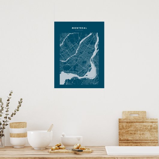 Montreal - Canada Dark Blue City Map Poster (Keuken)
