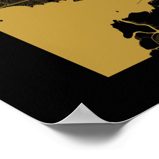 Montreal - Canada Dark Gold City Map Poster (Hoek)