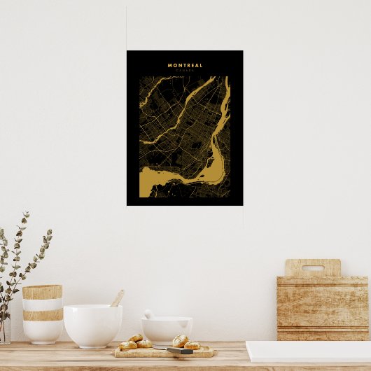 Montreal - Canada Dark Gold City Map Poster (Keuken)