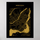 Montreal - Canada Dark Gold City Map Poster (Voorkant)