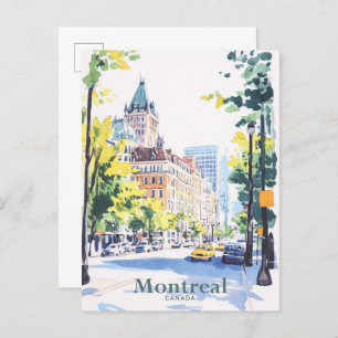 Montreal Canada Gouache Verf Illustratie Reizen Briefkaart