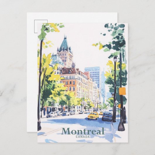 Montreal Canada Gouache Verf Illustratie Reizen Briefkaart (Voorkant / Achterkant)