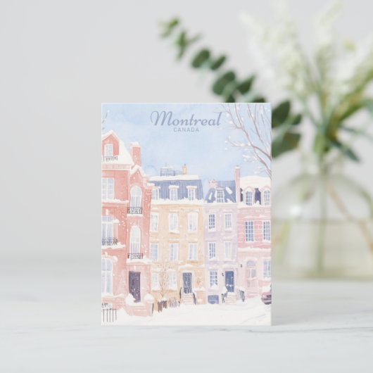 Montreal Canada Gouache Verf Illustratie Reizen Briefkaart (Staand voorkant)