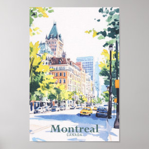 Montreal Canada Gouache Verf Illustratie Reizen Poster