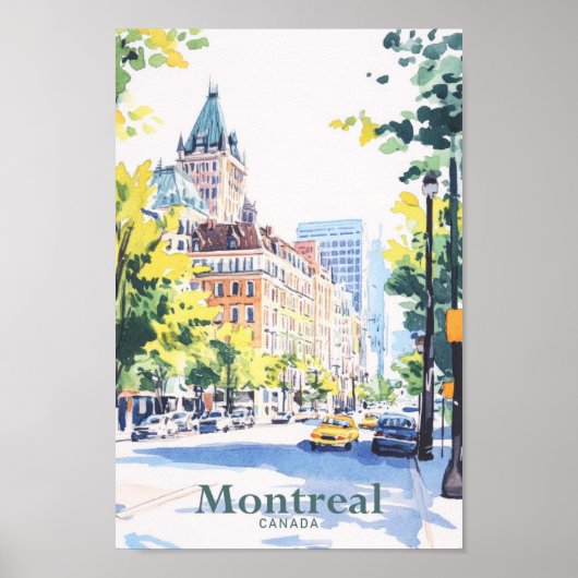 Montreal Canada Gouache Verf Illustratie Reizen Poster (Voorkant)