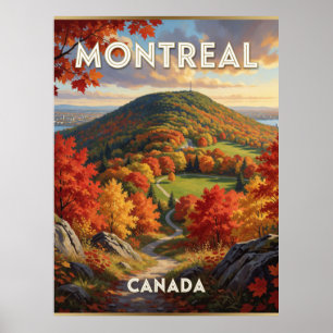 Montreal Canada Herfst Esdoorn Scene Poster
