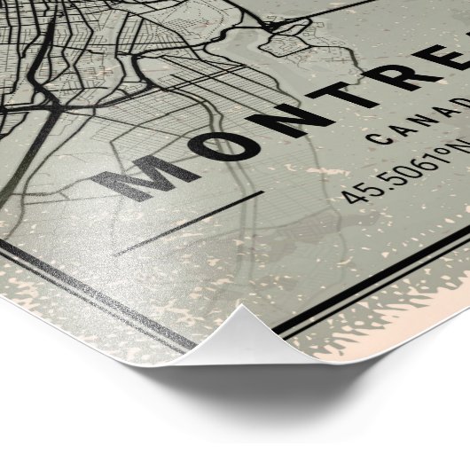 Montreal canada map print poster canvas (Hoek)