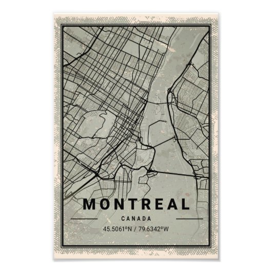Montreal canada map print poster canvas (Voorkant)