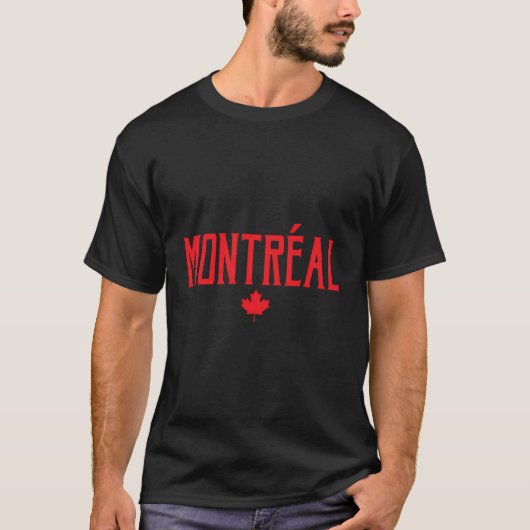 Montreal Canada Maple Leaf rode tekst T-shirt (Voorkant)